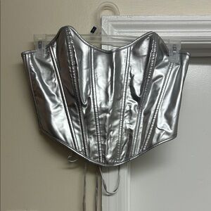 Silver Women's Crop Top Corset